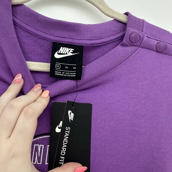 NEW Nike Womens XL Athleisure Vintage Sportswear Varsity Romper Purple Pockets - Picture 3 of 5